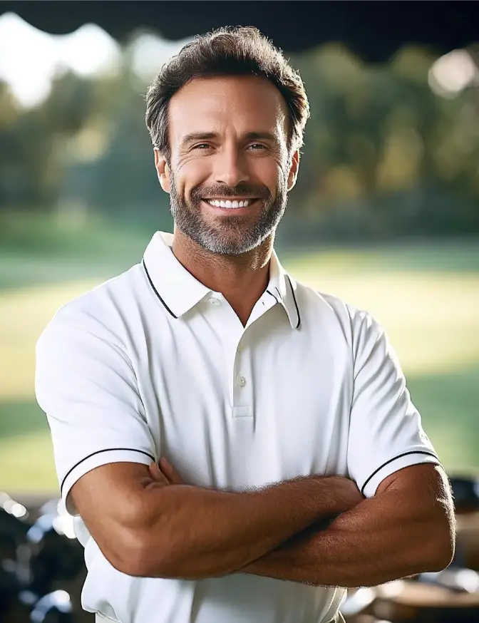 man 40 years old
smiling outdoor golf